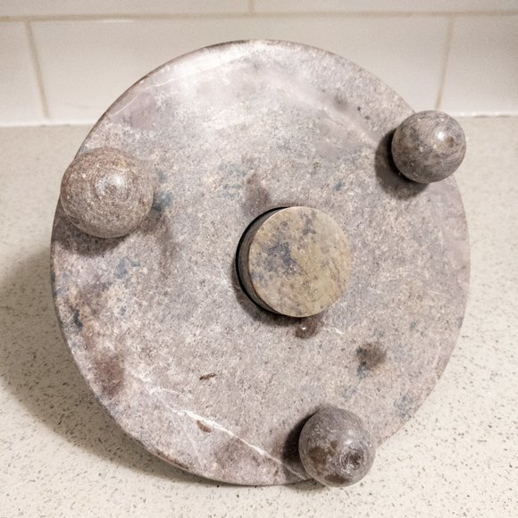 Carved Elephant Candle Holder Natural Stone Boho Large Heavy Base Taupe Brown - Picture 2 of 4